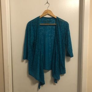 Onque Casuals WOMENS Turquoise Sheer Animal Printed Cardigan